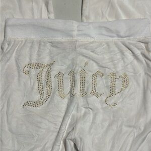 Juicy Couture White Rhinestone Logo Velour Pants